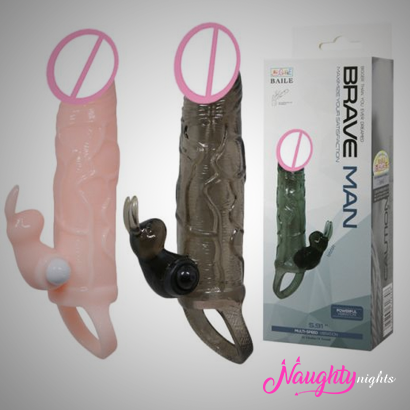 Brave Man Penis Sleeve With Multi-speed Bullet Vibrator and cock Ring