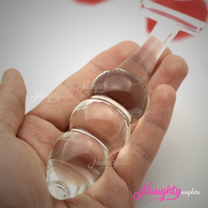 3 Beads Glass Dildo With Strong Grip