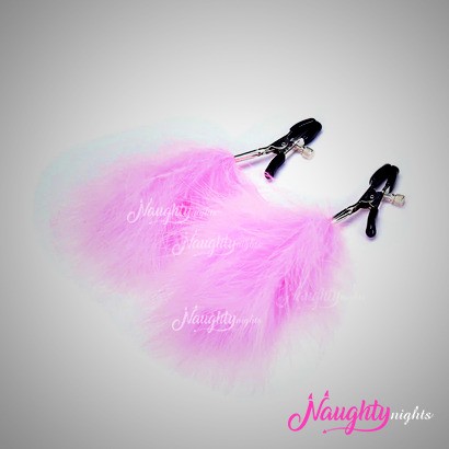 Nipple Clamps Stimulator with Pink Furr