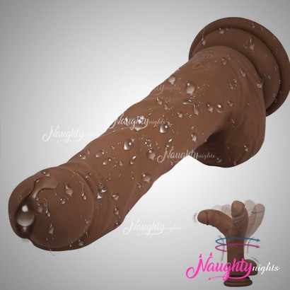 9 Inch Head Curve Vibrating Brown Dildo 10 Frequency USB Charging 